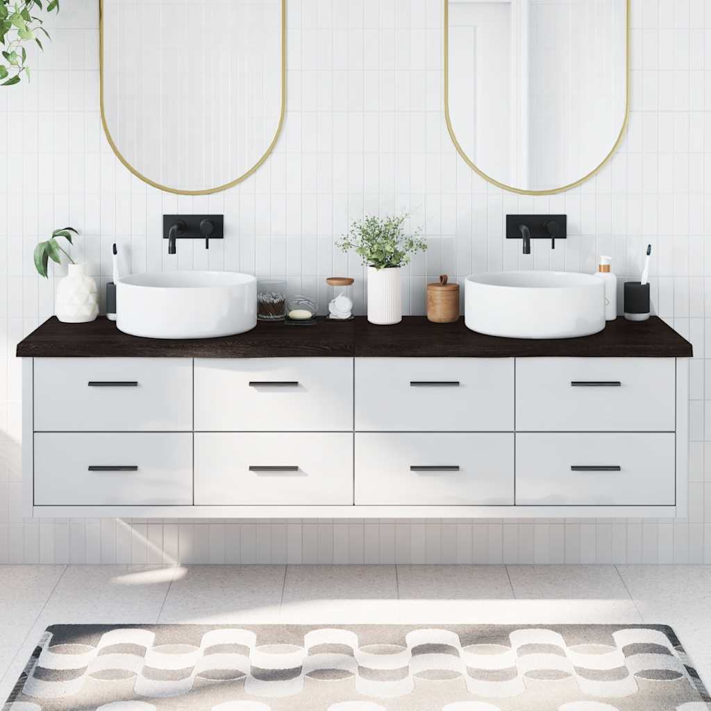 vidaXL Bathroom Countertop Dark Brown 200x60x(2-4) cm Treated Solid Wood