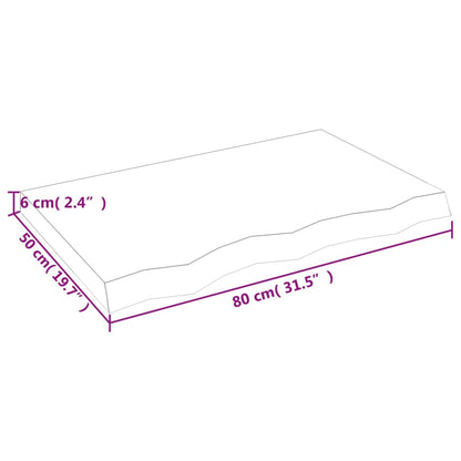 vidaXL Table Top 80x50x(2-6) cm Untreated Solid Wood Oak