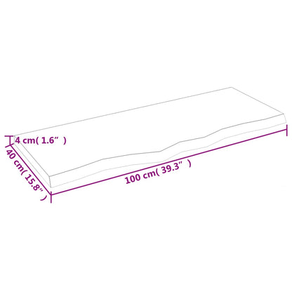 vidaXL Table Top 100x40x(2-4) cm Untreated Solid Wood Oak