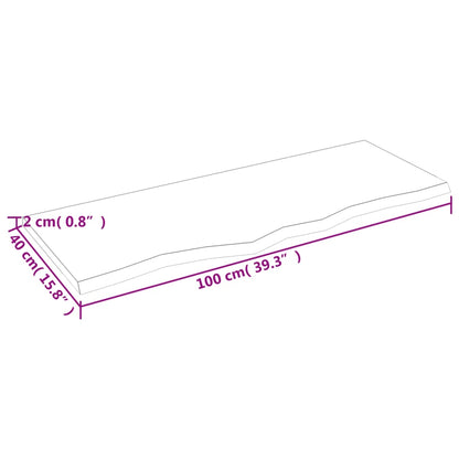 vidaXL Table Top Light Brown 100x40x2 cm Treated Solid Wood Oak