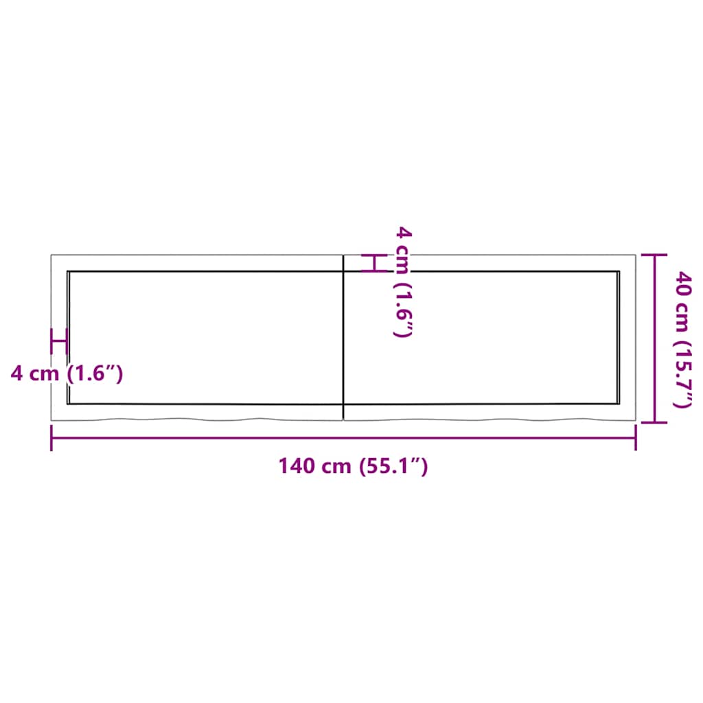 vidaXL Table Top Light Brown 140x40x(2-4) cm Treated Solid Wood Oak