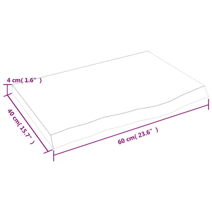 vidaXL Table Top Dark Brown 60x40x(2-4) cm Treated Solid Wood Oak