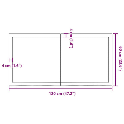 vidaXL Table Top Dark Brown 120x60x(2-4) cm Treated Solid Wood Oak