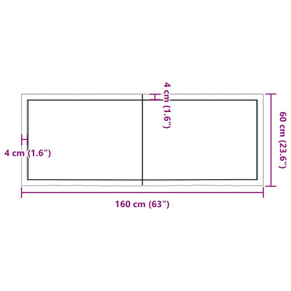 vidaXL Table Top Dark Brown 160x60x(2-6) cm Treated Solid Wood Oak