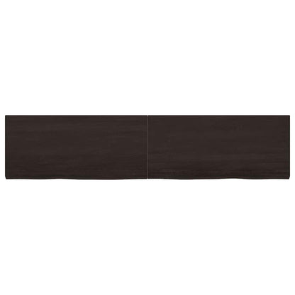 vidaXL Table Top Dark Brown 220x50x(2-4) cm Treated Solid Wood Oak