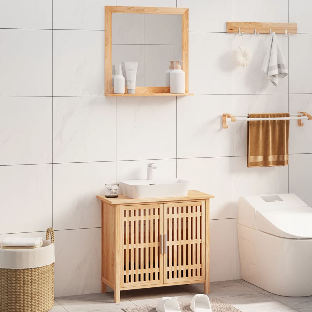 vidaXL 2 Piece Bathroom Furniture Set Solid Wood Walnut