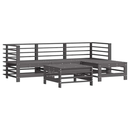 vidaXL 5 Piece Garden Lounge Set with Cushions Grey Solid Wood