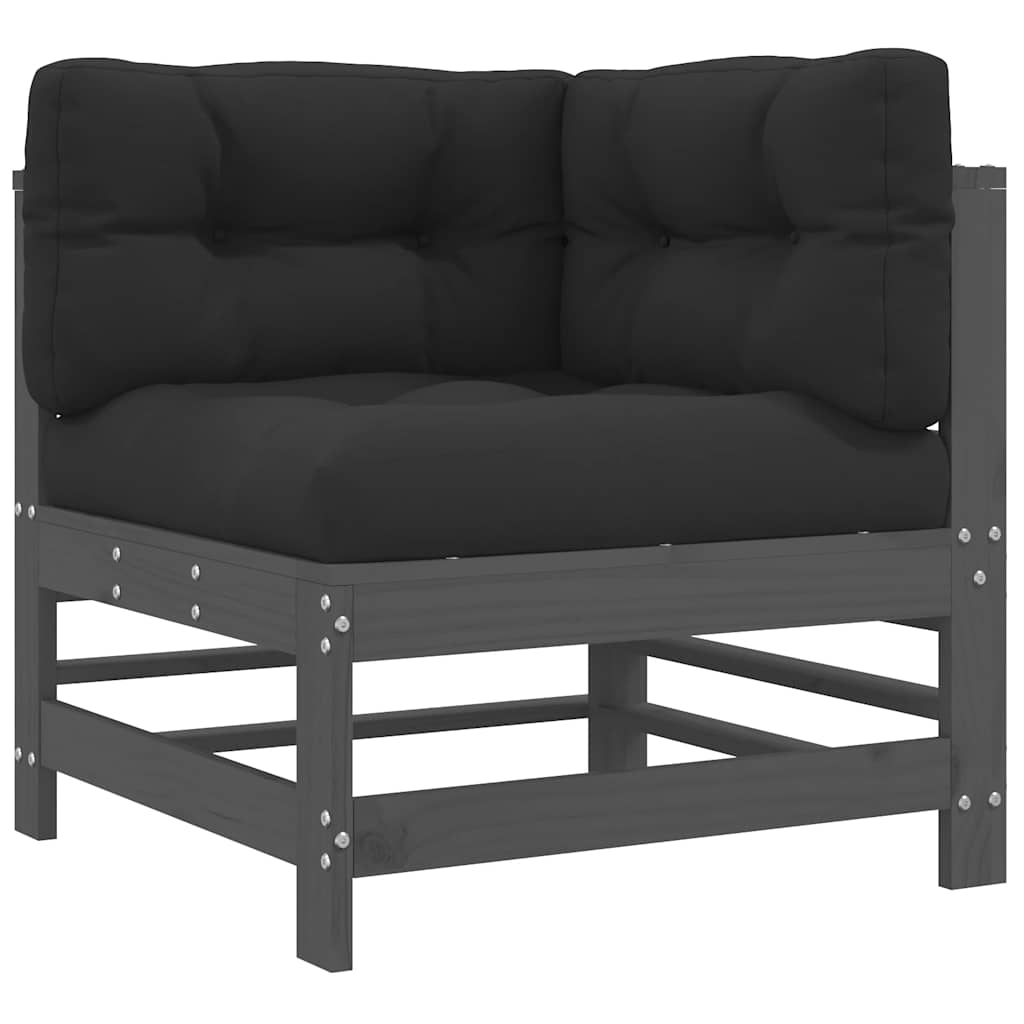 vidaXL 5 Piece Garden Lounge Set with Cushions Grey Solid Wood