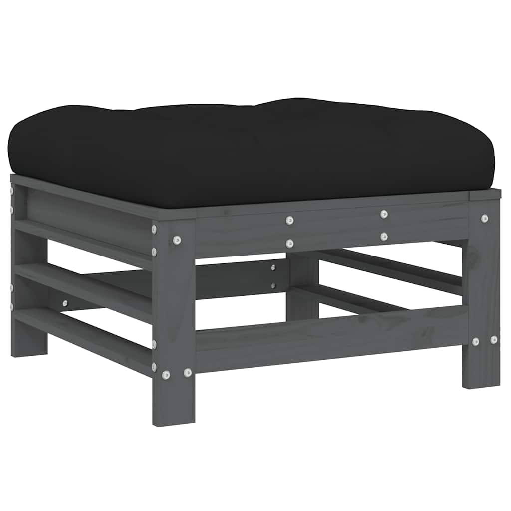 vidaXL 5 Piece Garden Lounge Set with Cushions Grey Solid Wood