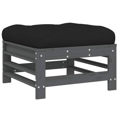 vidaXL 5 Piece Garden Lounge Set with Cushions Grey Solid Wood