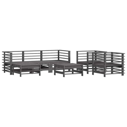 vidaXL 7 Piece Garden Lounge Set with Cushions Grey Solid Wood