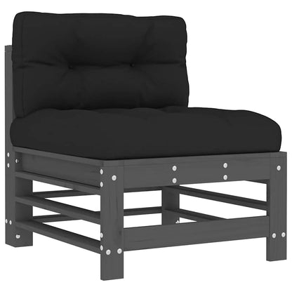 vidaXL 7 Piece Garden Lounge Set with Cushions Grey Solid Wood