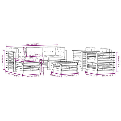 vidaXL 7 Piece Garden Lounge Set with Cushions Grey Solid Wood