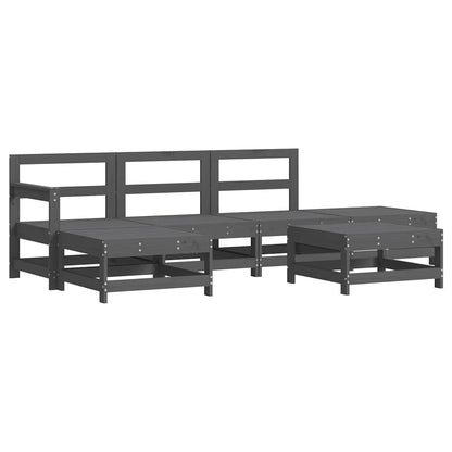 vidaXL 6 Piece Garden Lounge Set with Cushions Grey Solid Wood