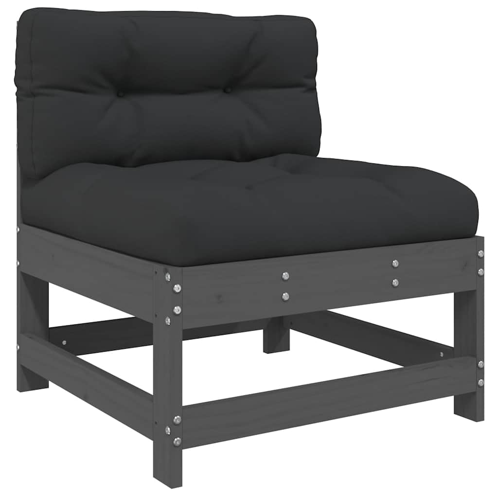 vidaXL 6 Piece Garden Lounge Set with Cushions Grey Solid Wood