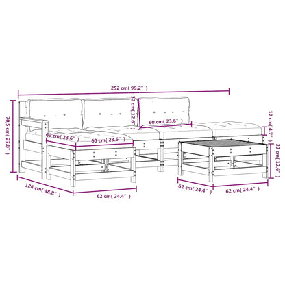 vidaXL 6 Piece Garden Lounge Set with Cushions Grey Solid Wood