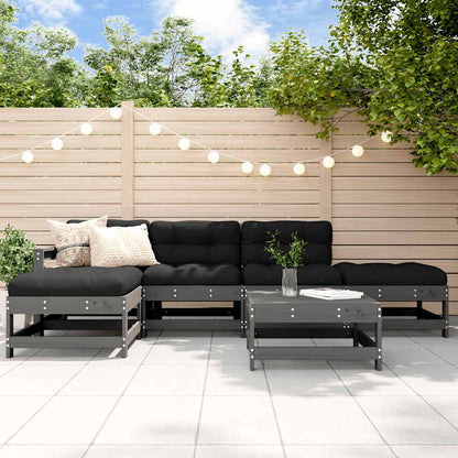 vidaXL 6 Piece Garden Lounge Set with Cushions Grey Solid Wood