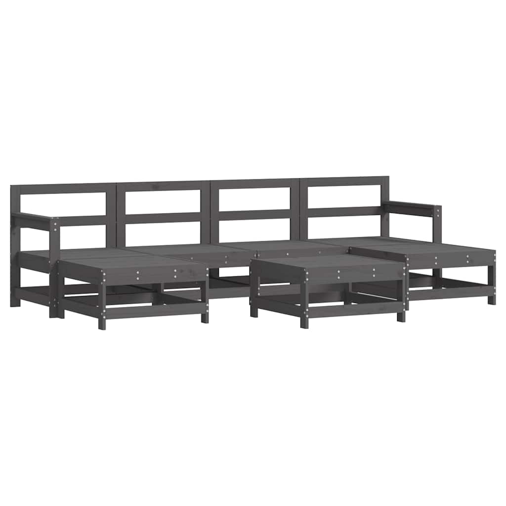 vidaXL 7 Piece Garden Lounge Set with Cushions Grey Solid Wood
