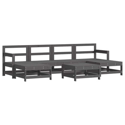 vidaXL 7 Piece Garden Lounge Set with Cushions Grey Solid Wood