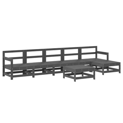 vidaXL 7 Piece Garden Lounge Set with Cushions Grey Solid Wood