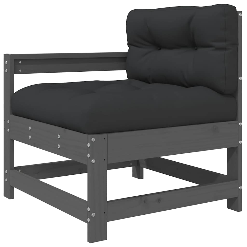 vidaXL 7 Piece Garden Lounge Set with Cushions Grey Solid Wood