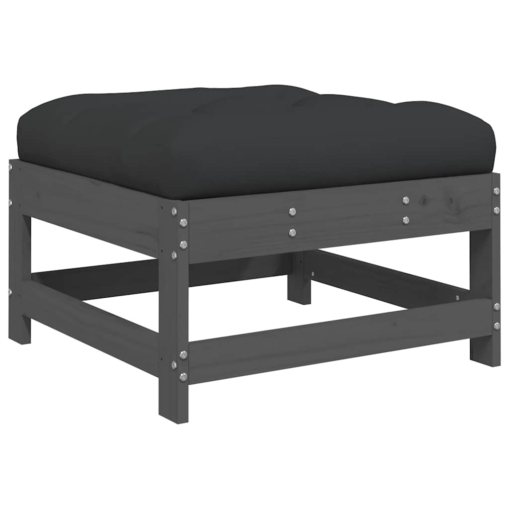 vidaXL 7 Piece Garden Lounge Set with Cushions Grey Solid Wood