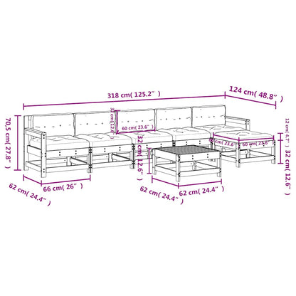 vidaXL 7 Piece Garden Lounge Set with Cushions Grey Solid Wood