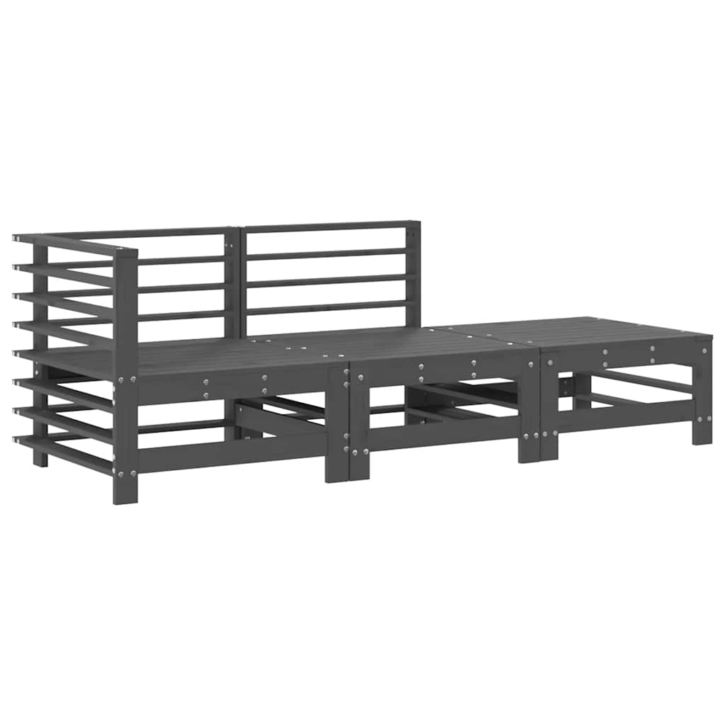 vidaXL 3 Piece Garden Lounge Set with Cushions Grey Solid Wood