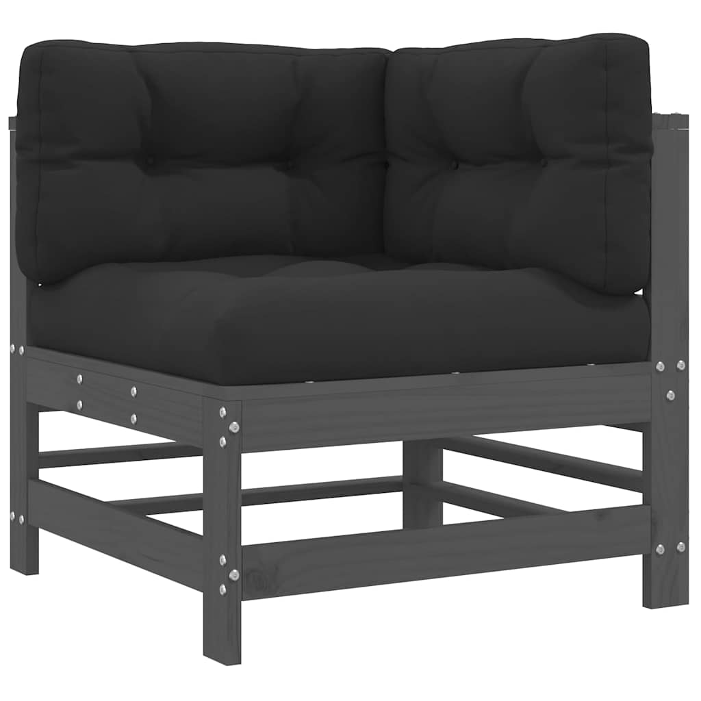 vidaXL 3 Piece Garden Lounge Set with Cushions Grey Solid Wood