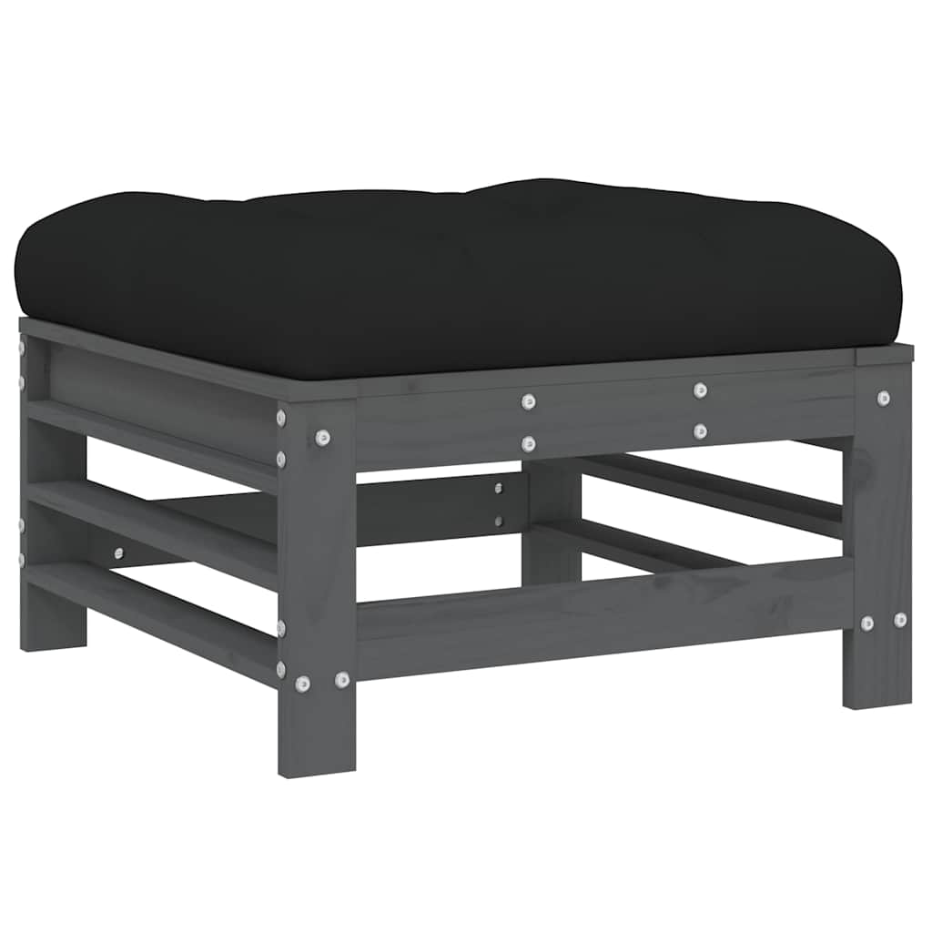 vidaXL 3 Piece Garden Lounge Set with Cushions Grey Solid Wood