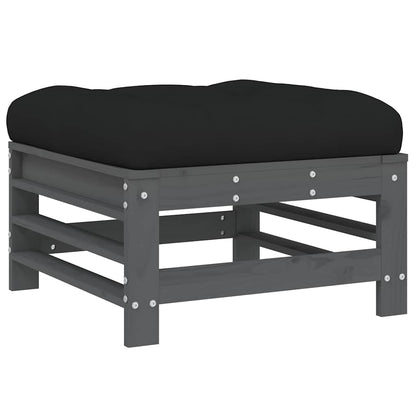 vidaXL 3 Piece Garden Lounge Set with Cushions Grey Solid Wood