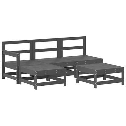 vidaXL 5 Piece Garden Lounge Set with Cushions Grey Solid Wood