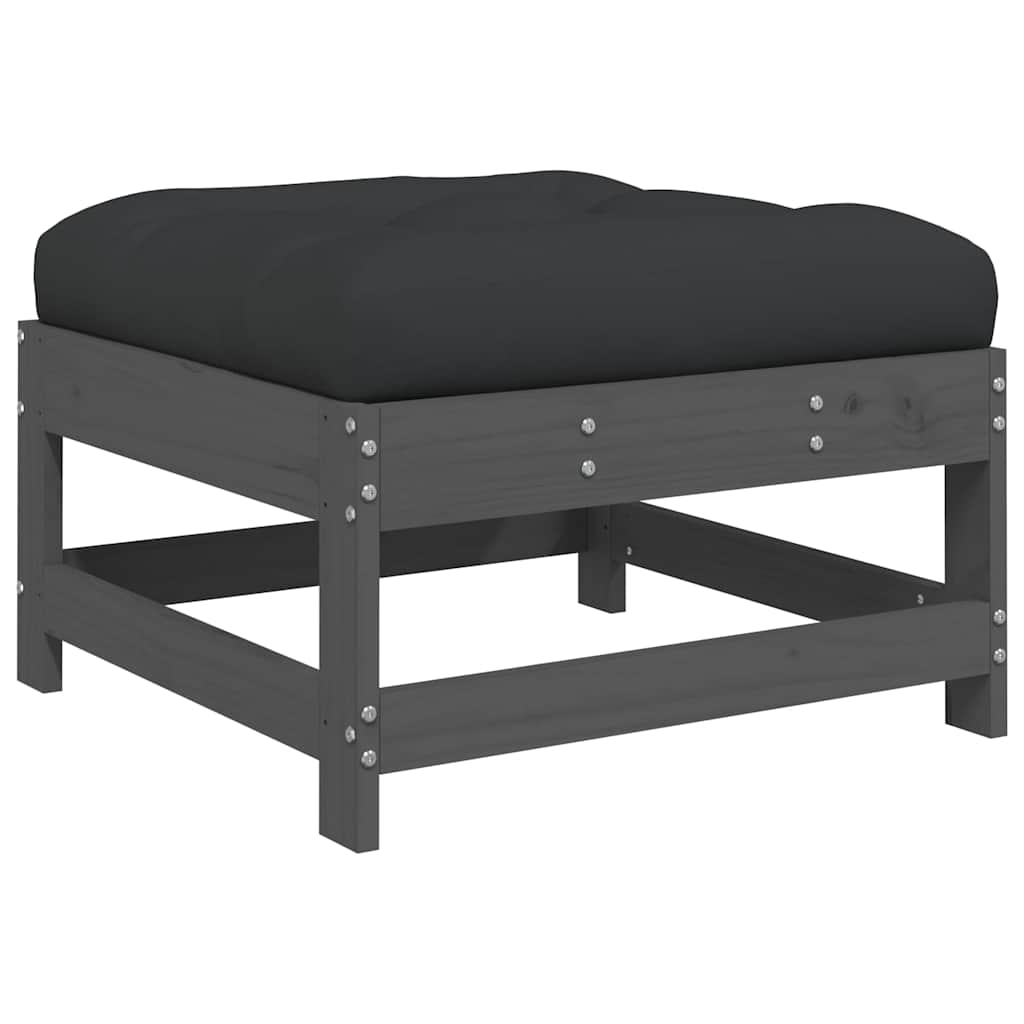 vidaXL 5 Piece Garden Lounge Set with Cushions Grey Solid Wood
