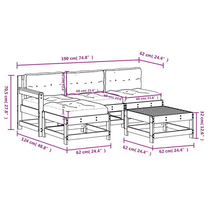 vidaXL 5 Piece Garden Lounge Set with Cushions Grey Solid Wood