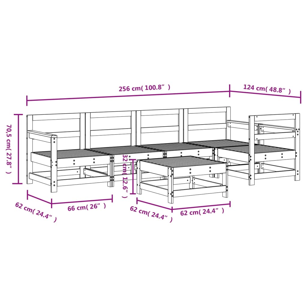 vidaXL Garden Lounge Set | White | Solid pine wood | Large |  Modular