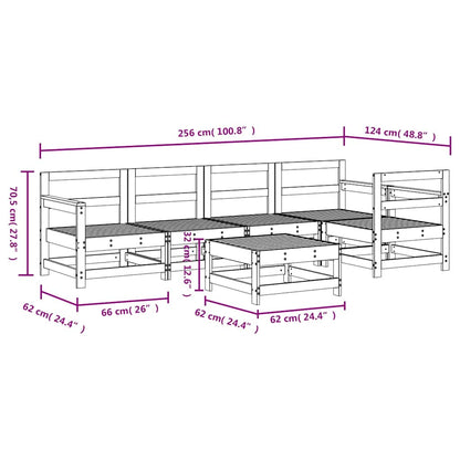 vidaXL 6 Piece Garden Lounge Set White Solid Wood Pine