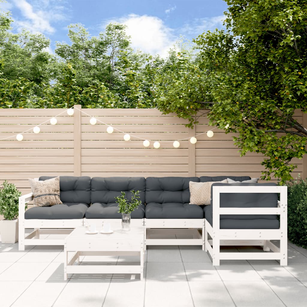 vidaXL Garden Lounge Set | White | Solid pine wood | Large |  Modular