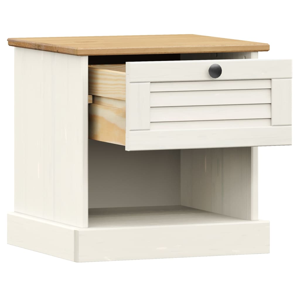 vidaXL Bedside Cabinet "VIGO" White 42x35x42 cm Solid Wood Pine