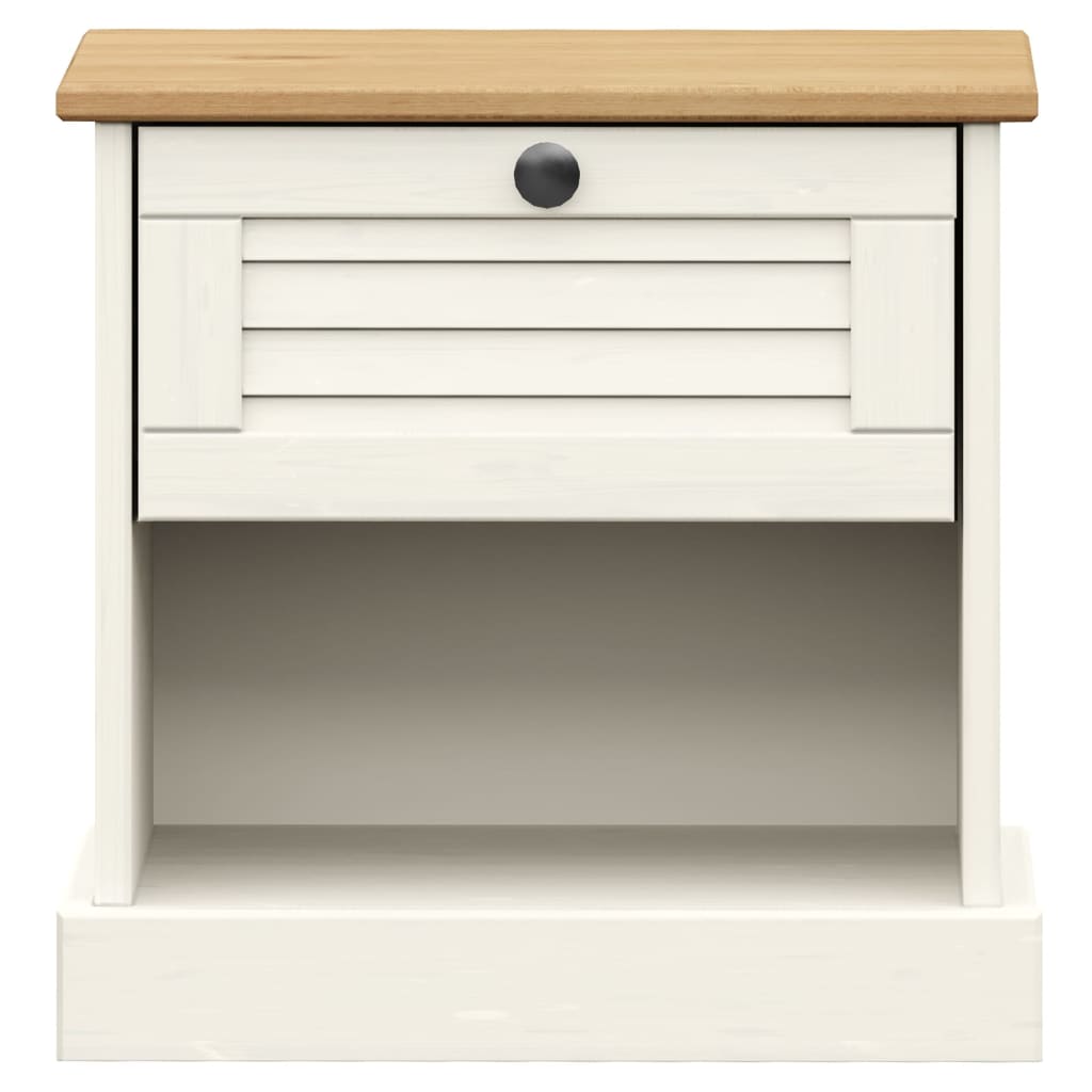 vidaXL Bedside Cabinet "VIGO" White 42x35x42 cm Solid Wood Pine