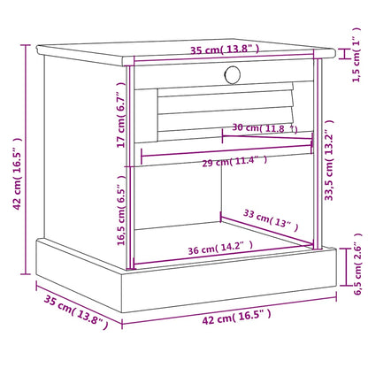 vidaXL Bedside Cabinet VIGO Grey 42x35x42 cm Solid Wood Pine