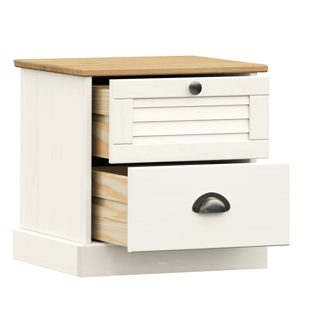 vidaXL Bedside Cabinet "VIGO" White 42x35x42 cm Solid Wood Pine