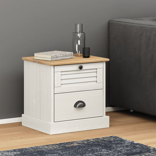 vidaXL Bedside Cabinet "VIGO" White 42x35x42 cm Solid Wood Pine