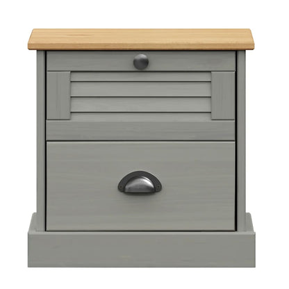 vidaXL Bedside Cabinet VIGO Grey 42x35x42 cm Solid Wood Pine