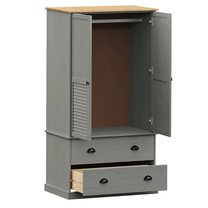 vidaXL Wardrobe VIGO Grey 90x55x170 cm Solid Wood Pine