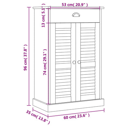 vidaXL Shoe Cabinet VIGO 60x35x96 cm Solid Wood Pine