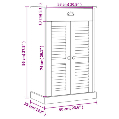 vidaXL Shoe Cabinet VIGO White 60x35x96 cm Solid Wood Pine