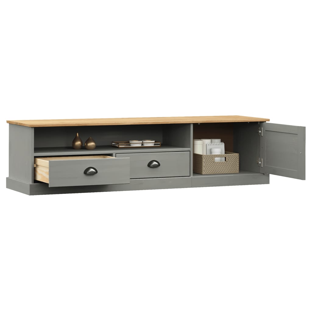 vidaXL TV Cabinet "VIGO" Grey 156x40x40 cm Solid Wood Pine