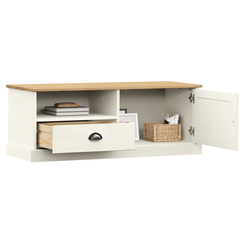 vidaXL TV Cabinet "VIGO" White 106x40x40 cm Solid Wood Pine