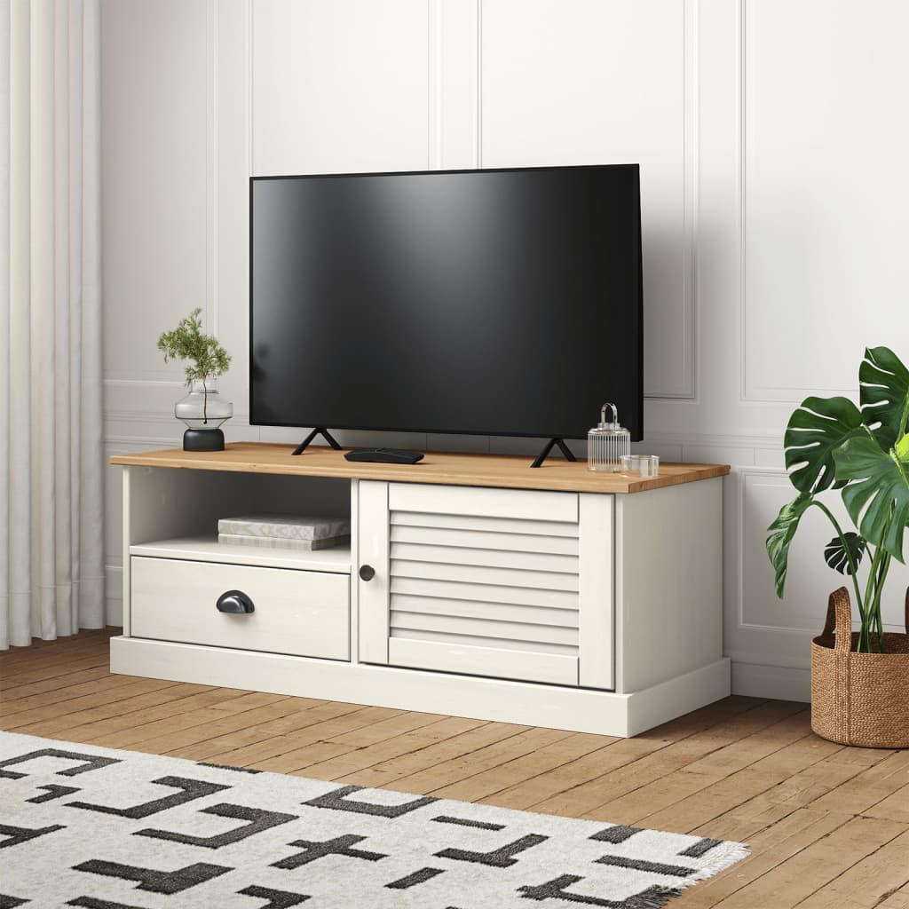vidaXL TV Cabinet "VIGO" White 106x40x40 cm Solid Wood Pine