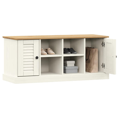 vidaXL Shoe Bench VIGO White 106x35x45 cm Solid Wood Pine